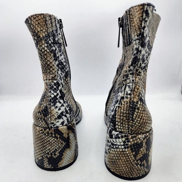 JEFFREY CAMPBELL LEATHER ASHCROFT BLOCK HEEL GREY BROWN SNAKE BOOTS SIZE 36 - Picture 4 of 16